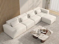 Forma Beige 4-Seater L-Shaped Sectionals | 5-Piece (includes 1 ottoman), Cloud Velvet Fabric, Fixed Upholstery