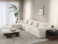 Forma Beige 4-Seater L-Shaped Sectionals | 5-Piece (includes 1 ottoman), Cloud Velvet Fabric, Fixed Upholstery