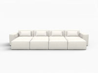 Forma Beige 4-Seater Pit Sectionals | 8-Piece (includes 4 ottomans), Cloud Velvet Fabric, Fixed Upholstery