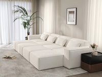 Forma Beige 4-Seater Pit Sectionals | 8-Piece (includes 4 ottomans), Cloud Velvet Fabric, Fixed Upholstery
