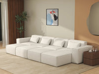 Forma Beige 4-Seater Pit Sectionals | 8-Piece (includes 4 ottomans), Cloud Velvet Fabric, Fixed Upholstery