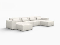 Beige 4-Seater U-Shaped Sectional | 6-Piece (Includes 2 Ottomans), Cloud Velvet Fabric, Fixed Upholstery