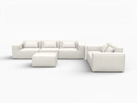 Forma Beige 5-Seater Sofa Sets | 6-Piece (includes 1 ottoman), Cloud Velvet Fabric, Fixed Upholstery