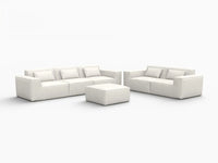 Forma Beige 5-Seater Sofa Sets | 6-Piece (includes 1 ottoman), Cloud Velvet Fabric, Fixed Upholstery