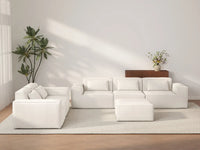 Forma Beige 5-Seater Sofa Sets | 6-Piece (includes 1 ottoman), Cloud Velvet Fabric, Fixed Upholstery