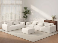 Forma Beige 5-Seater Sofa Sets | 6-Piece (includes 1 ottoman), Cloud Velvet Fabric, Fixed Upholstery