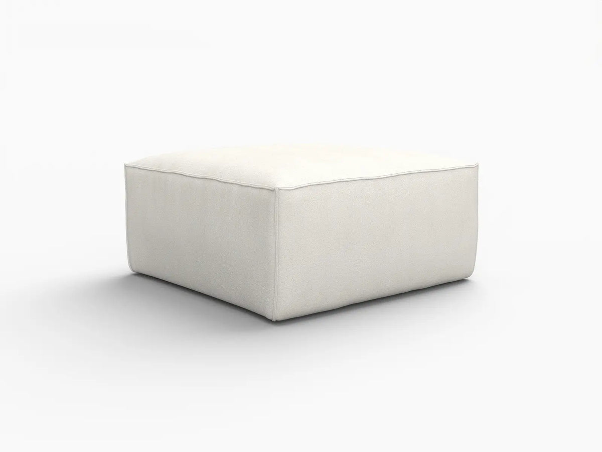 Beige Ottoman | 1-Piece, Cloud Velvet Fabric, Fixed Upholstery