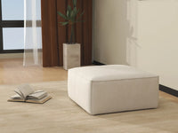 Beige Ottoman | 1-Piece, Cloud Velvet Fabric, Fixed Upholstery