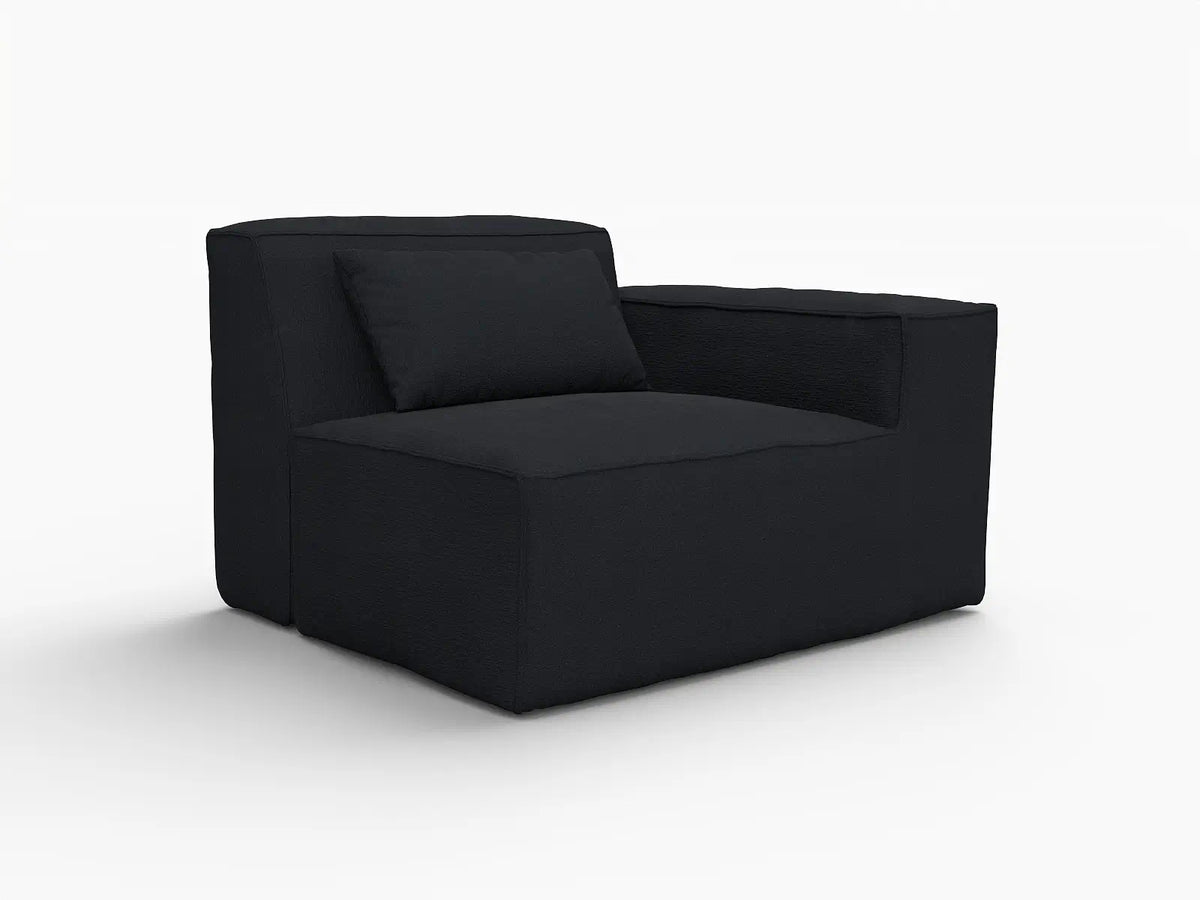 Forma Black 1-Seater Single Sofa | 1-Piece, Cloud Velvet Fabric, Fixed Upholstery