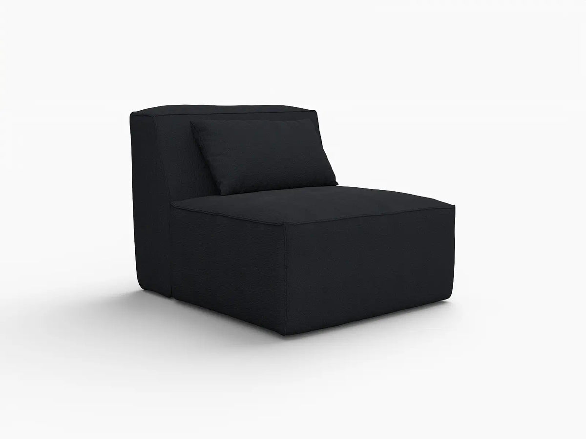 Sofá modular individual Matrix de 1 plaza en color negro | 1 pieza, tela Cloud Velvet, ideal para apartamentos.