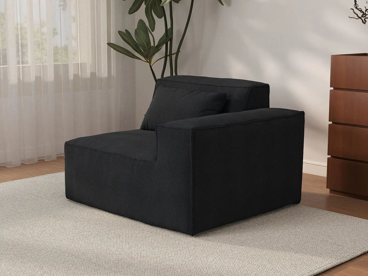 Forma Black 1-Seater Single Sofa | 1-Piece, Cloud Velvet Fabric, Fixed Upholstery