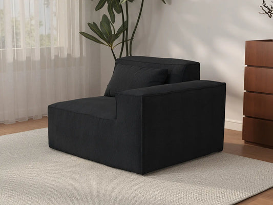 Forma Black 1-Seater Single Sofa | 1-Piece, Cloud Velvet Fabric, Fixed Upholstery