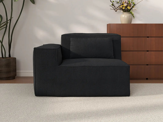 Forma Black 1-Seater Single Sofa | 1-Piece, Cloud Velvet Fabric, Fixed Upholstery