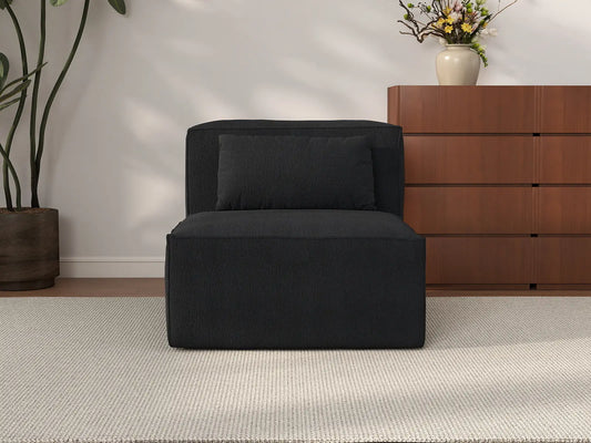 Forma Black 1-Seater Single Sofa | 1-Piece, Cloud Velvet Fabric, Fixed Upholstery