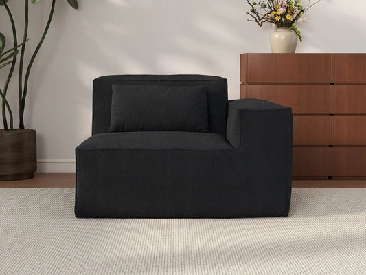 Forma Black 1-Seater Single Sofa | 1-Piece, Cloud Velvet Fabric, Fixed Upholstery