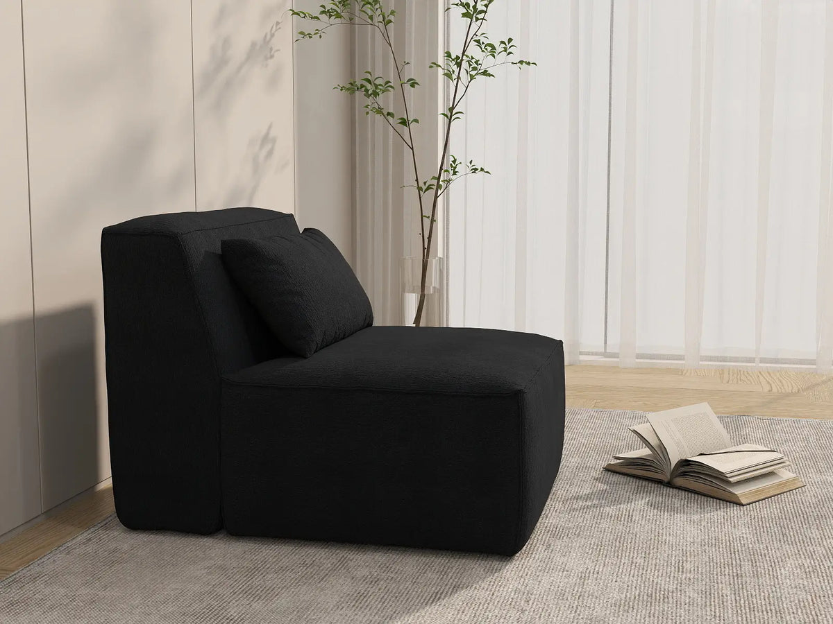 Sofá modular individual Matrix de 1 plaza en color negro | 1 pieza, tela Cloud Velvet, ideal para apartamentos.