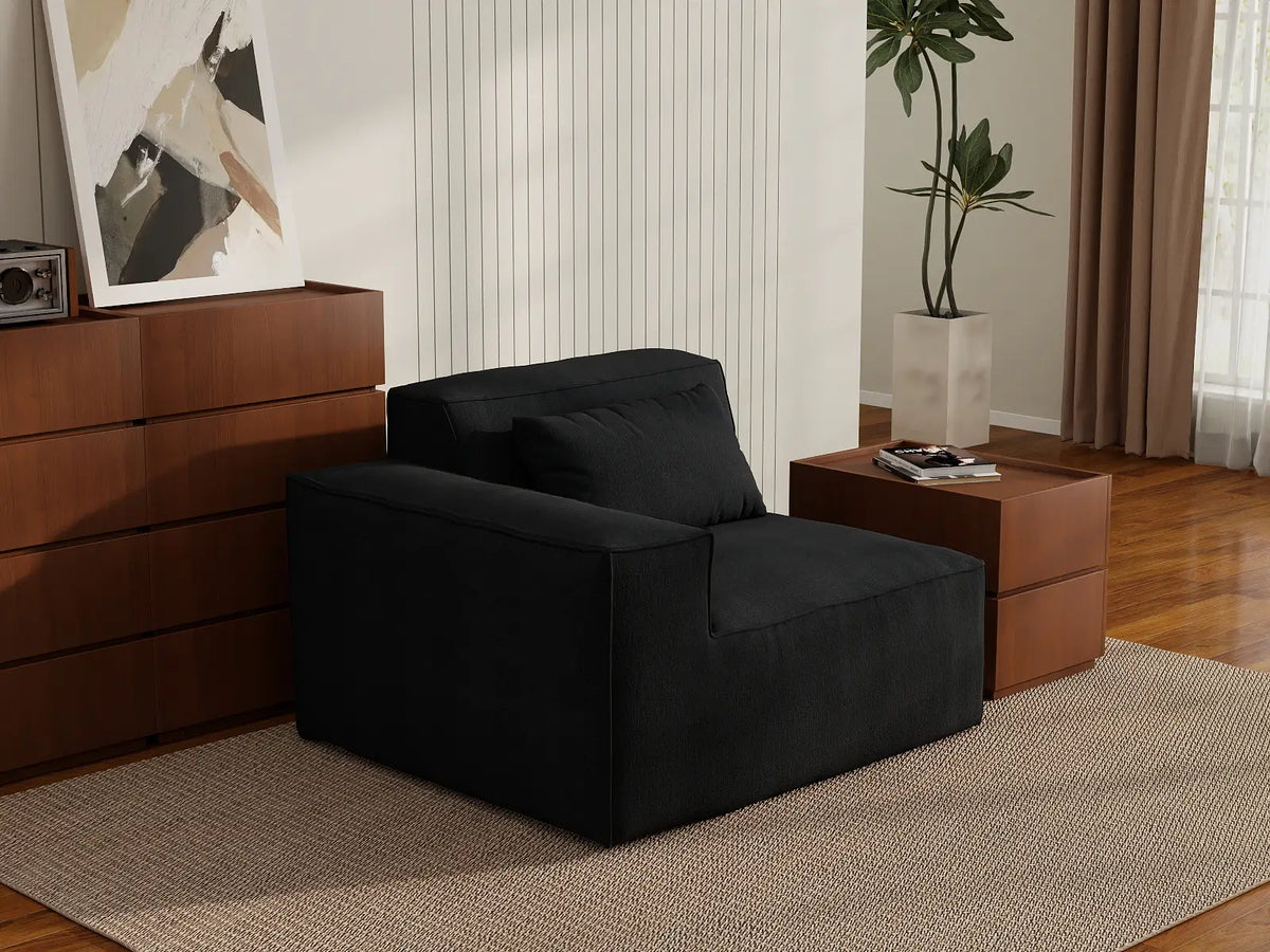Forma Black 1-Seater Single Sofa | 1-Piece, Cloud Velvet Fabric, Fixed Upholstery