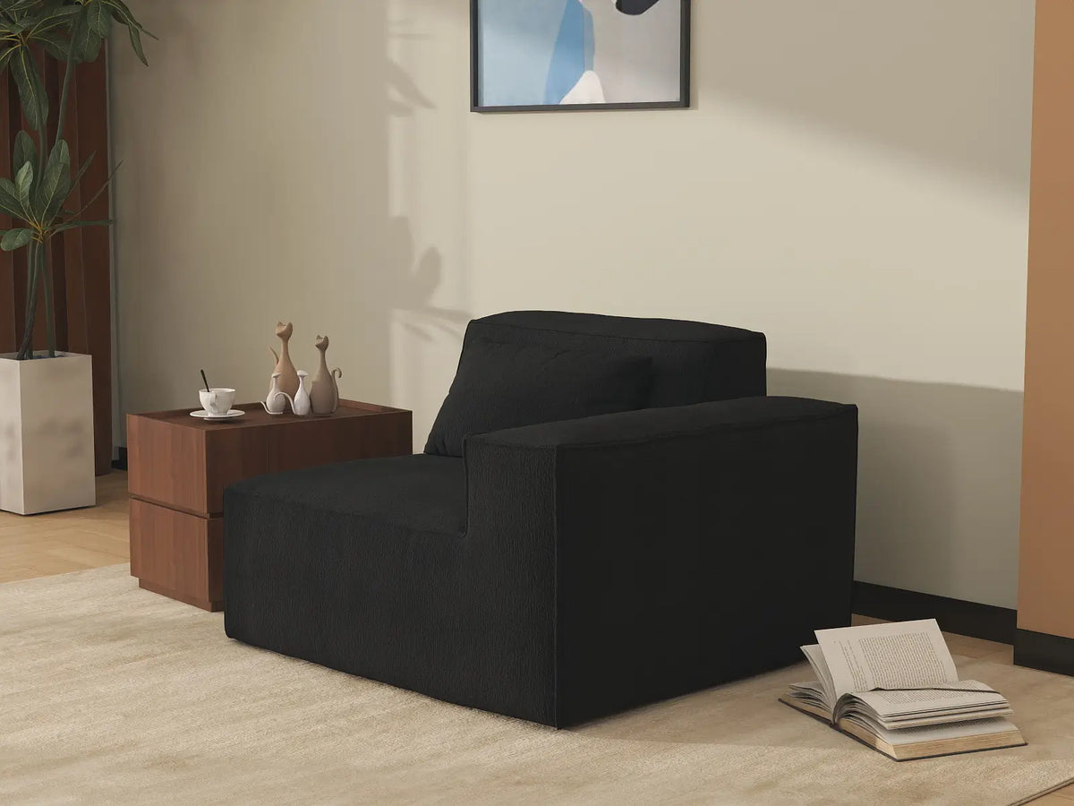 Forma Black 1-Seater Single Sofa | 1-Piece, Cloud Velvet Fabric, Fixed Upholstery