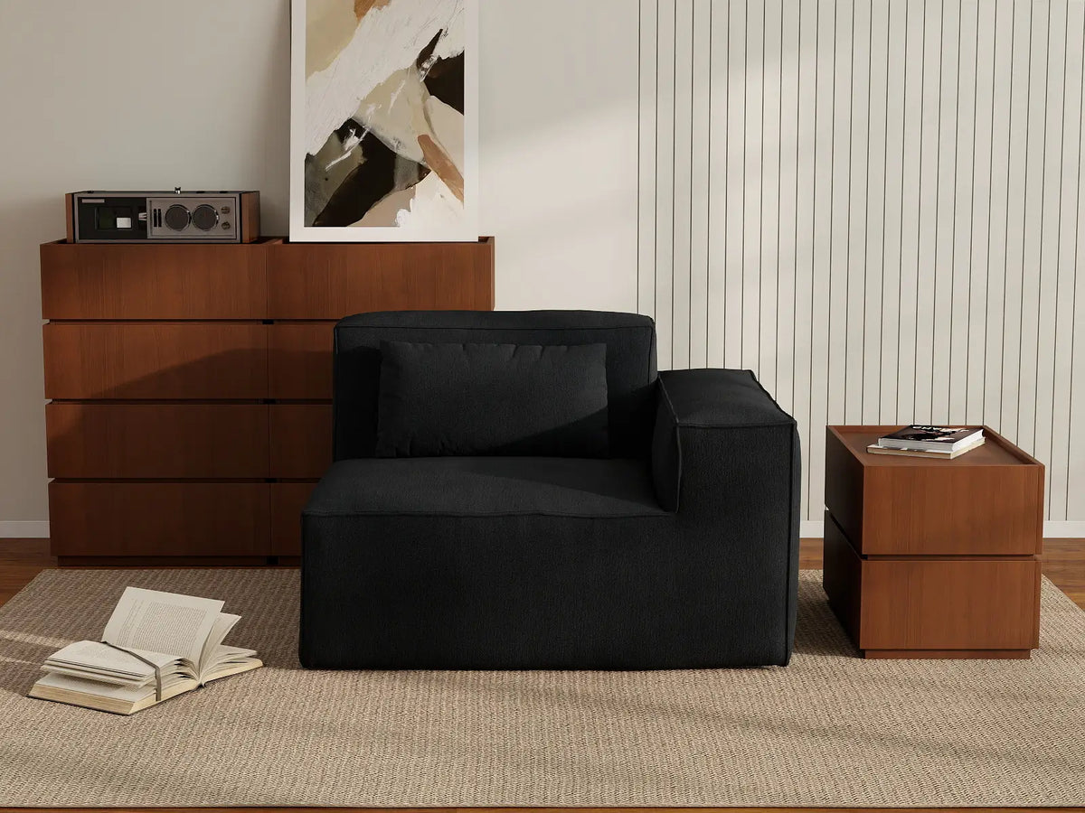 Forma Black 1-Seater Single Sofa | 1-Piece, Cloud Velvet Fabric, Fixed Upholstery