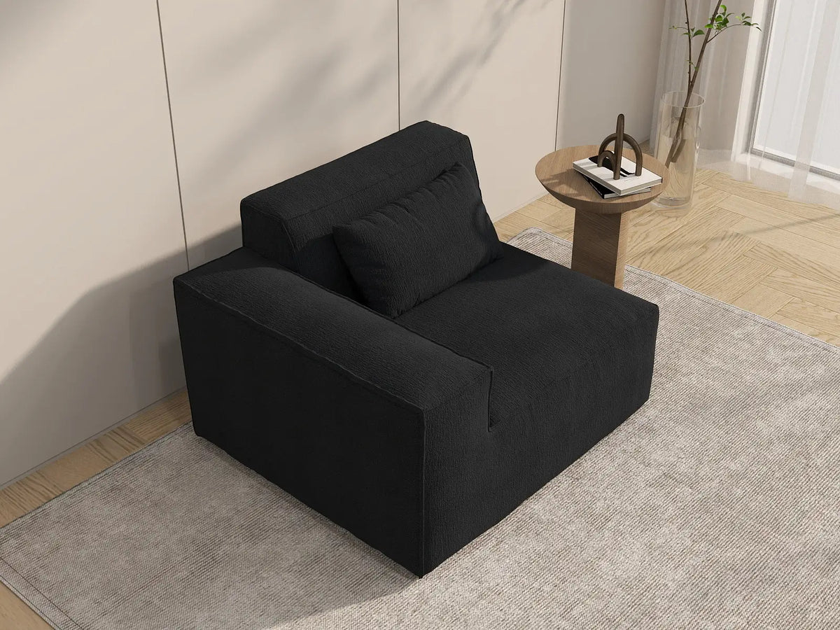 Forma Black 1-Seater Single Sofa | 1-Piece, Cloud Velvet Fabric, Fixed Upholstery