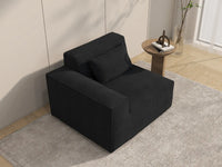 Forma Black 1-Seater Single Sofa | 1-Piece, Cloud Velvet Fabric, Fixed Upholstery