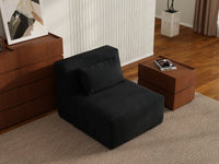 Sofá modular individual Matrix de 1 plaza en color negro | 1 pieza, tela Cloud Velvet, ideal para apartamentos.