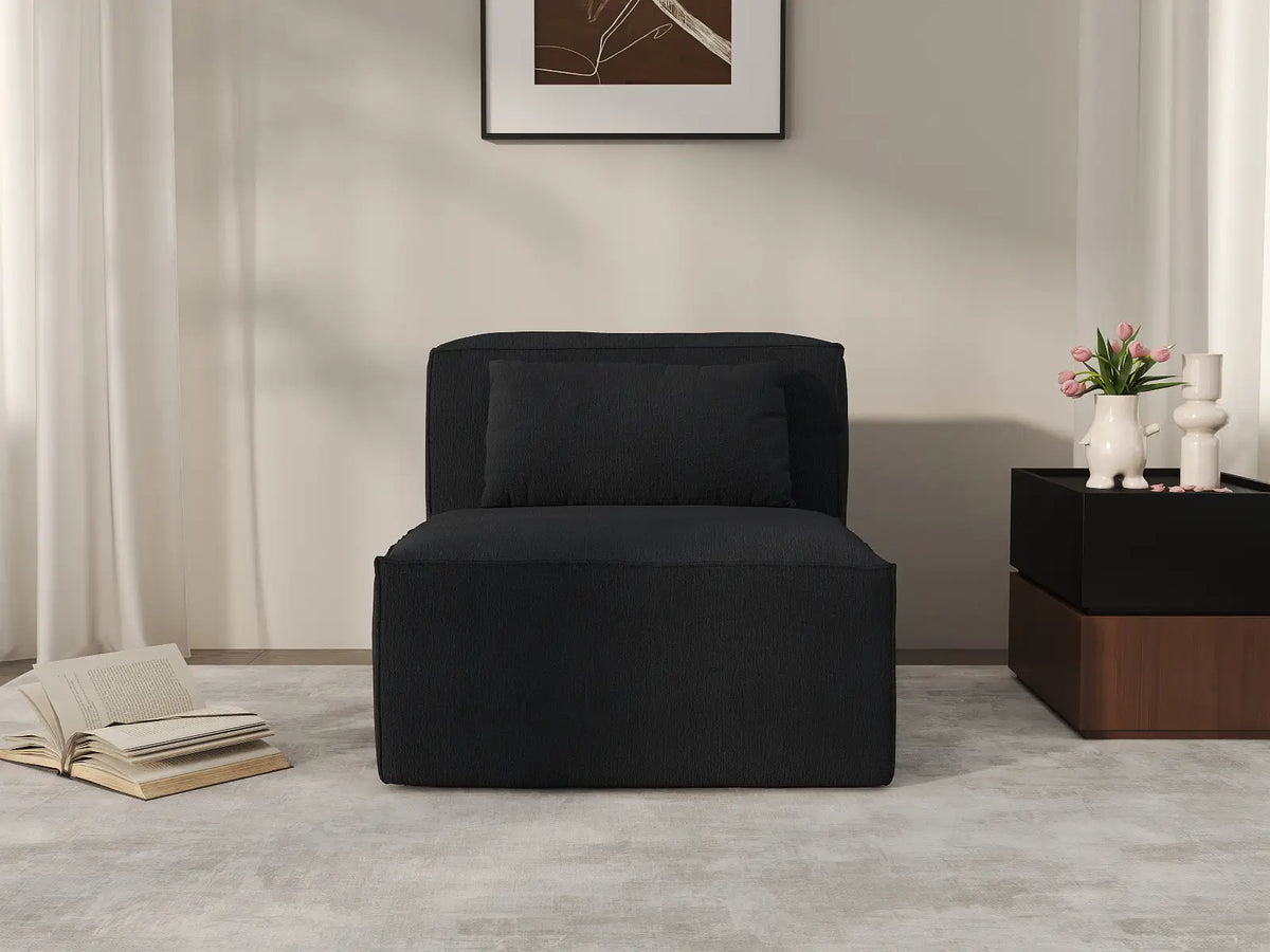 Sofá modular individual Matrix de 1 plaza en color negro | 1 pieza, tela Cloud Velvet, ideal para apartamentos.