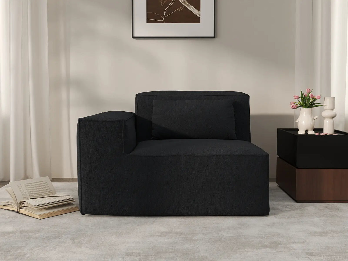 Forma Black 1-Seater Single Sofa | 1-Piece, Cloud Velvet Fabric, Fixed Upholstery