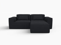 Sofá modular seccional Matrix de 2 plazas con chaise longue, color negro | 3 piezas (incluye 1 otomana), tejido Cloud Velvet, diseño compacto