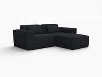 Sofá modular seccional Matrix de 2 plazas con chaise longue, color negro | 3 piezas (incluye 1 otomana), tejido Cloud Velvet, diseño compacto