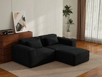 Sofá modular seccional Matrix de 2 plazas con chaise longue, color negro | 3 piezas (incluye 1 otomana), tejido Cloud Velvet, diseño compacto