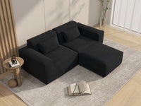 Sofá modular seccional Matrix de 2 plazas con chaise longue, color negro | 3 piezas (incluye 1 otomana), tejido Cloud Velvet, diseño compacto