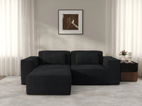 Sofá modular seccional Matrix de 2 plazas con chaise longue, color negro | 3 piezas (incluye 1 otomana), tejido Cloud Velvet, diseño compacto