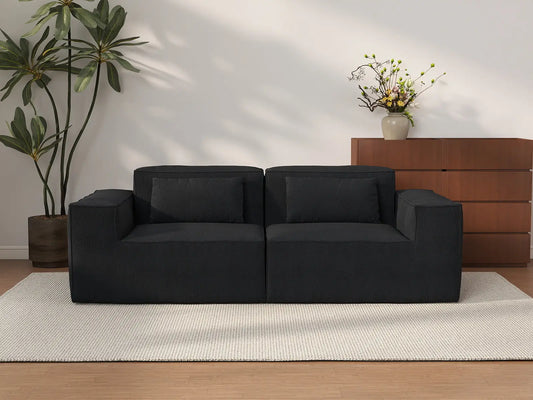 Forma Black 2-Seater Loveseats | 2-Piece, Cloud Velvet Fabric, Fixed Upholstery