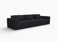 Forma Black 3-Seater Couch Sectionals | 3-Piece, Cloud Velvet Fabric, Fixed Upholstery
