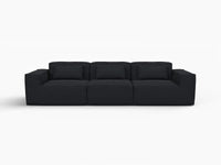 Forma Black 3-Seater Couch Sectionals | 3-Piece, Cloud Velvet Fabric, Fixed Upholstery