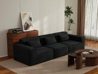 Forma Black 3-Seater Couch Sectionals | 3-Piece, Cloud Velvet Fabric, Fixed Upholstery
