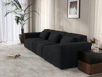 Forma Black 3-Seater Couch Sectionals | 3-Piece, Cloud Velvet Fabric, Fixed Upholstery