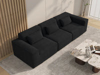 Forma Black 3-Seater Couch Sectionals | 3-Piece, Cloud Velvet Fabric, Fixed Upholstery