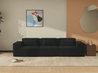 Forma Black 3-Seater Couch Sectionals | 3-Piece, Cloud Velvet Fabric, Fixed Upholstery
