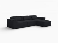 Forma Black 3-Seater L-Shaped Sectionals | 4-Piece (includes 1 ottoman), Cloud Velvet Fabric, Fixed Upholstery