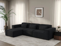 Forma Black 3-Seater L-Shaped Sectionals | 4-Piece (includes 1 ottoman), Cloud Velvet Fabric, Fixed Upholstery