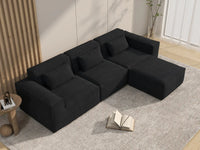 Forma Black 3-Seater L-Shaped Sectionals | 4-Piece (includes 1 ottoman), Cloud Velvet Fabric, Fixed Upholstery