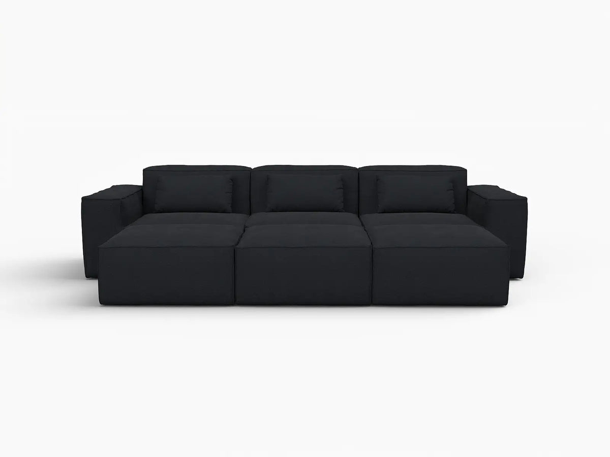 Forma Black 3-Seater Pit Sectionals | 6-Piece (includes 3 ottomans), Cloud Velvet Fabric, Fixed Upholstery