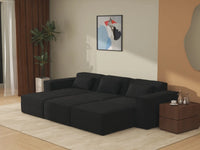 Forma Black 3-Seater Pit Sectionals | 6-Piece (includes 3 ottomans), Cloud Velvet Fabric, Fixed Upholstery