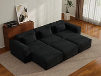 Forma Black 3-Seater Pit Sectionals | 6-Piece (includes 3 ottomans), Cloud Velvet Fabric, Fixed Upholstery