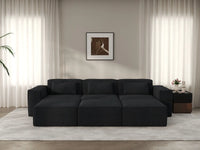 Forma Black 3-Seater Pit Sectionals | 6-Piece (includes 3 ottomans), Cloud Velvet Fabric, Fixed Upholstery