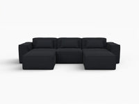 Forma Black 3-Seater U-Shaped Sectionals | 5-Piece (includes 2 ottomans), Cloud Velvet Fabric, Fixed Upholstery