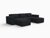 Forma Black 3-Seater U-Shaped Sectionals | 5-Piece (includes 2 ottomans), Cloud Velvet Fabric, Fixed Upholstery