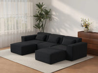 Forma Black 3-Seater U-Shaped Sectionals | 5-Piece (includes 2 ottomans), Cloud Velvet Fabric, Fixed Upholstery